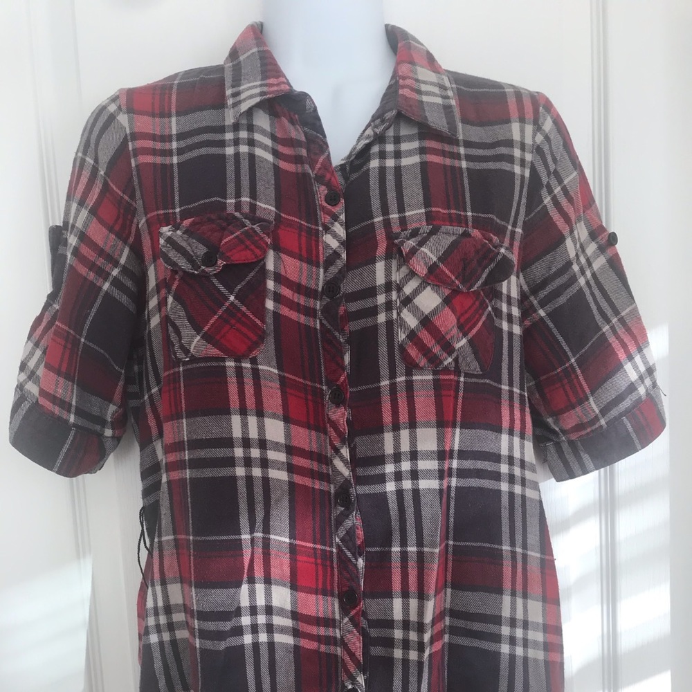 Plaid 3/4 Sleeve Shirt